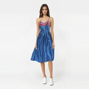 Vintage Patty O'Neil Full Circle Swing Western Boho Dress Women's Size M in Blue